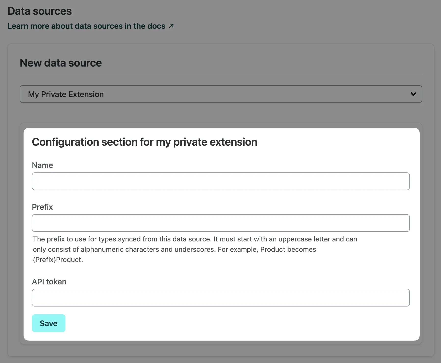 Example of filled in connector configuration options in Connect.