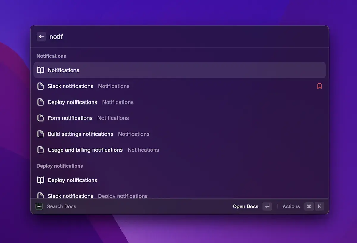 Netlify Raycast - search docs