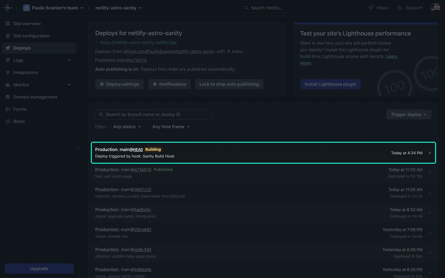 Netlify deploy details