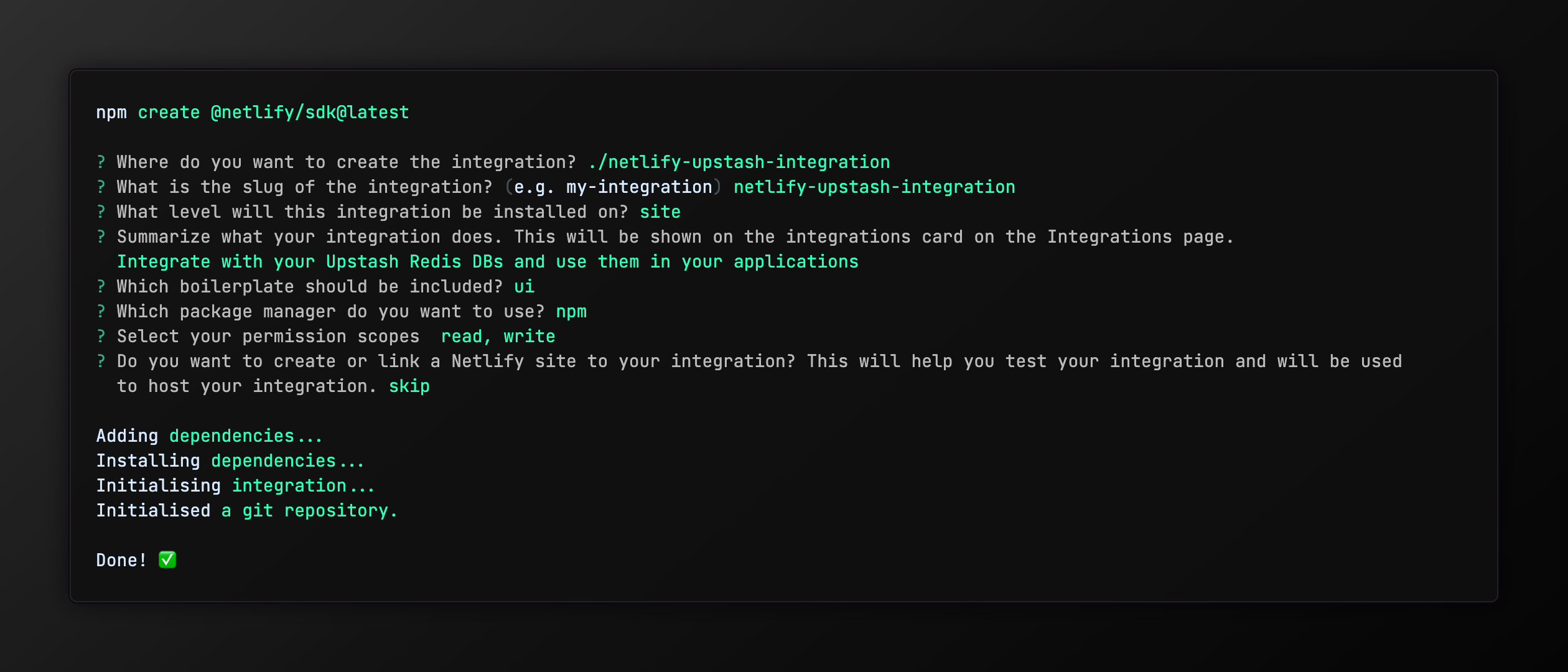 Creating an integration via the Netlify SDK