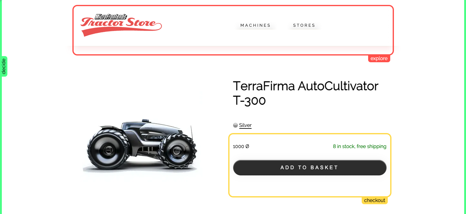 Module boundaries on Tractor Store detail page