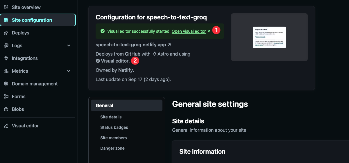 Navigate to the visual editor