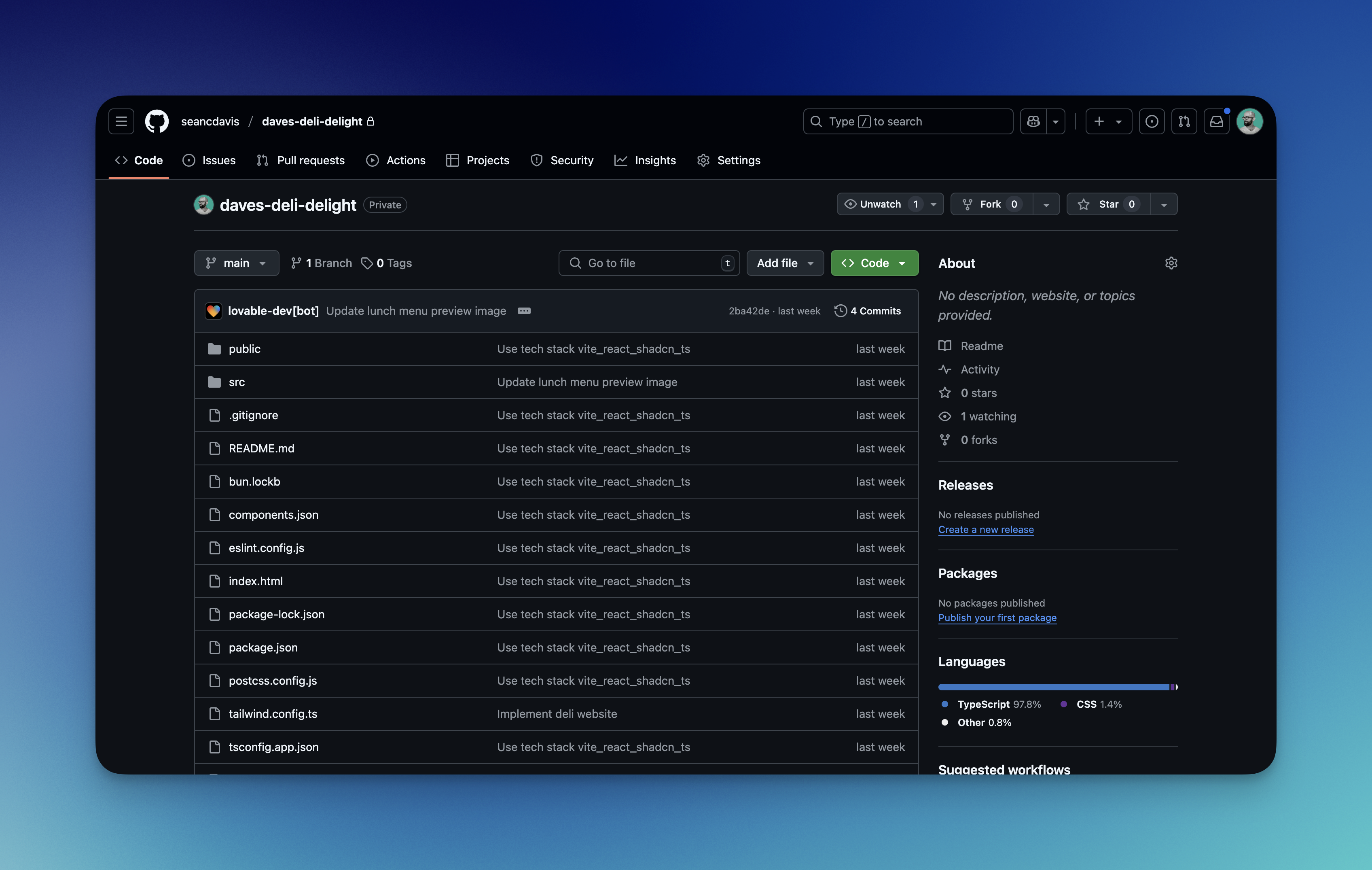 Lovable GitHub repository information